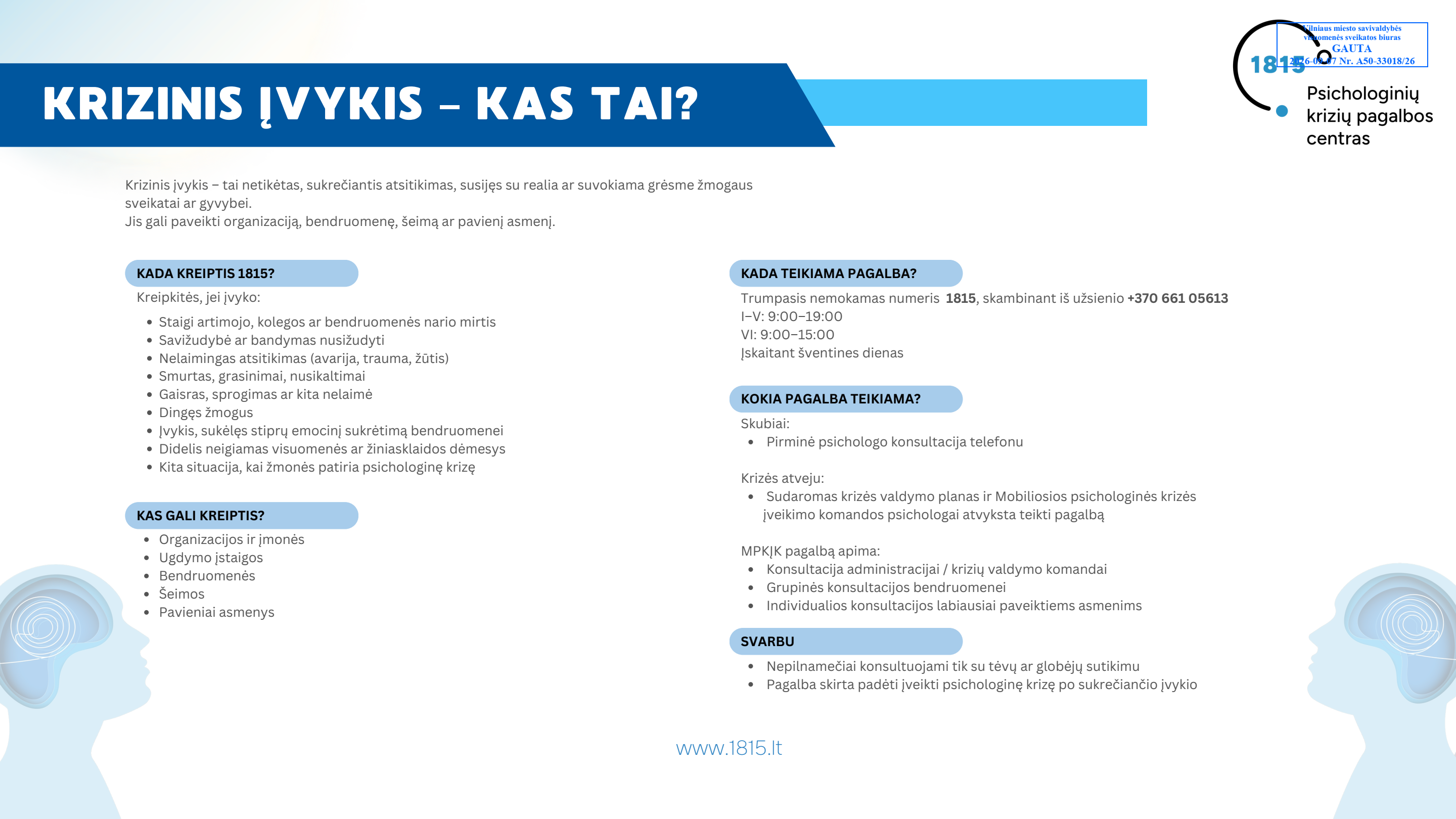 Dalijamės Higienos instituto informacija apie nemokamas psichologinių krizių valdymo paslaugas Dalijamės Higienos instituto informacija apie nemokamas psichologinių krizių valdymo paslaugas